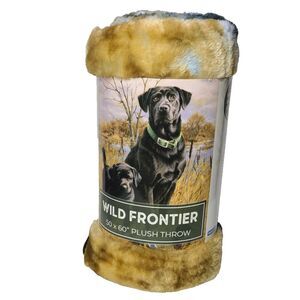 NEW Wild Frontier Plush Throw  Blanket 50"x60" BLACK LABS, By JIM KILLIAN ARTIST